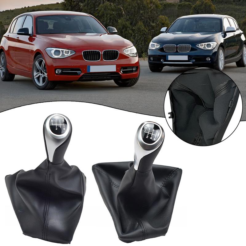 Уникальный вид Ручка переключения передач 6-ступенчатая для BMW 1 серии F20 F21 2011 2016 с кожаным чехлом Черный Серебристый Аксессуар для интерьера