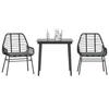 VidaXL Garden Dining Set and Cushions 3 Pcs Black Rattan Glass, Outdoor Dining Set, Dining Furniture of 3334450