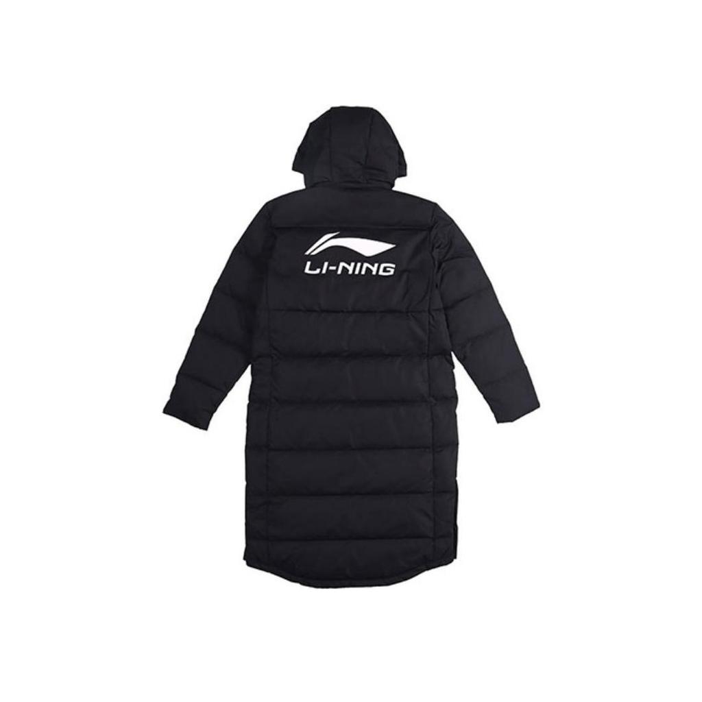 Li Ning Campus Series Теплая ветрозащитная длинная куртка с капюшоном Мужская верхняя одежда Черный YYMT103-1