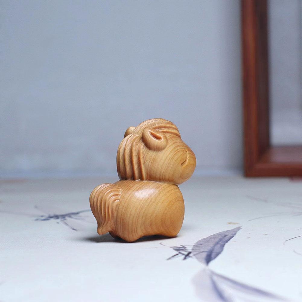 Handmade Wood Horse Statue New Year's Decor Traditional Craftsmanship Fortune Lucky Home Office Decoration