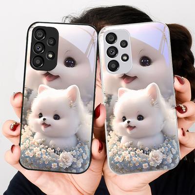 Милый питомец Милый щенок Собака Для Samsung Galaxy S24 Plus S20 21 FE S23 Ultra S8 9 A70 72 73 50 51 52 53 Закаленное стекло Чехол для телефона