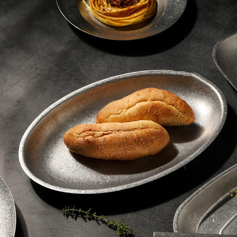 Винтажный круглый поднос для стейков в западном стиле из нержавеющей стали 304, овальная тарелка для спагетти, квадратная тарелка для десерта на открытом воздухе, столовая посуда