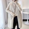 Fall Winter Women Vest Coat Round Neck Loose Mid Length Sleeveless Single-breasted Pockets Cardigan Warm Thick
