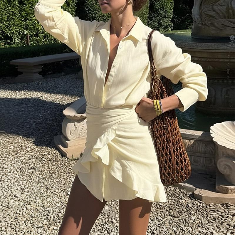 Spring, European and American women's clothing, fashionable and elegant solid color lapel tie casual suit