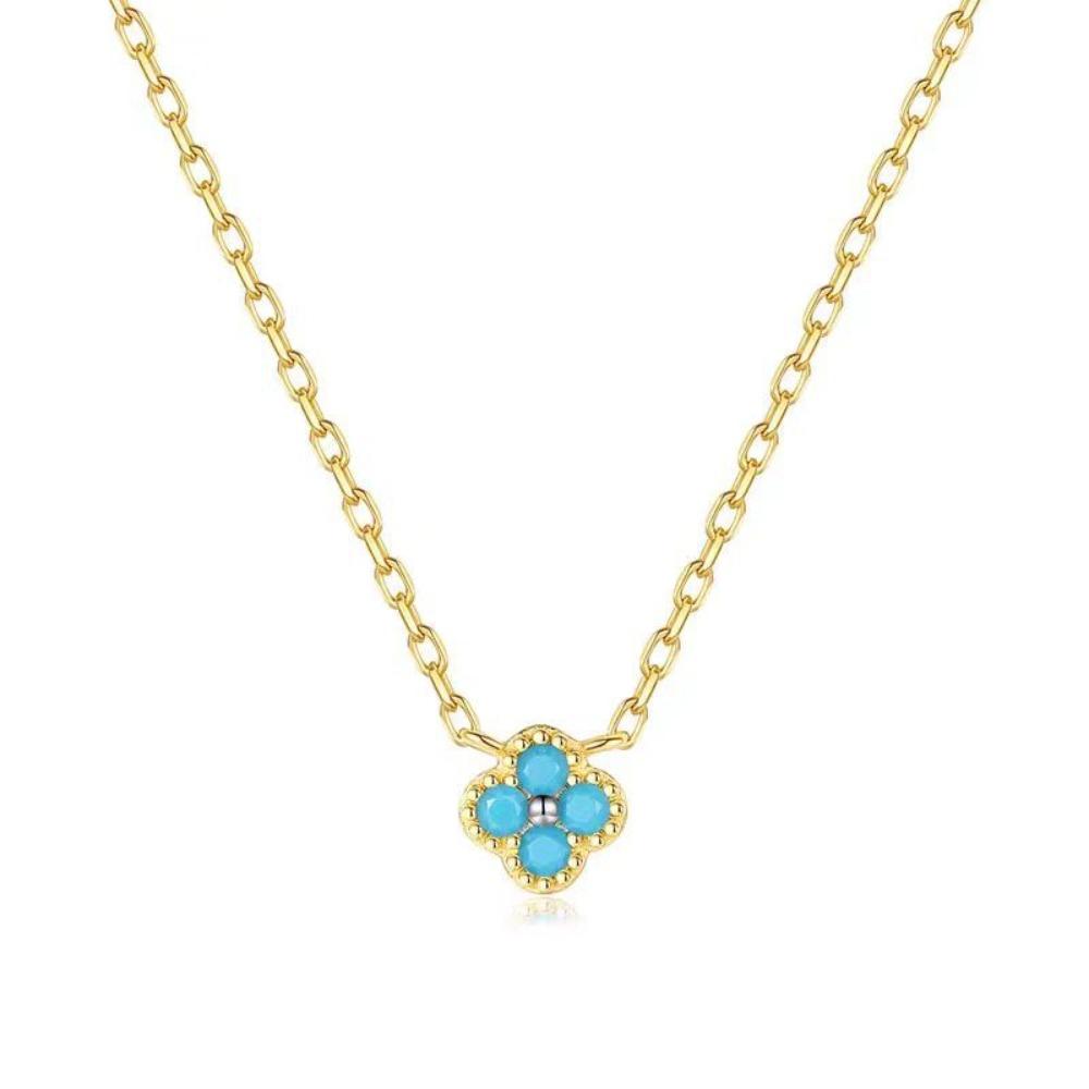 Vintage Dopamine Clover Necklace French Luxury Layered Choker Colorful Stud Earrings Diamond Bracelet Set for Women