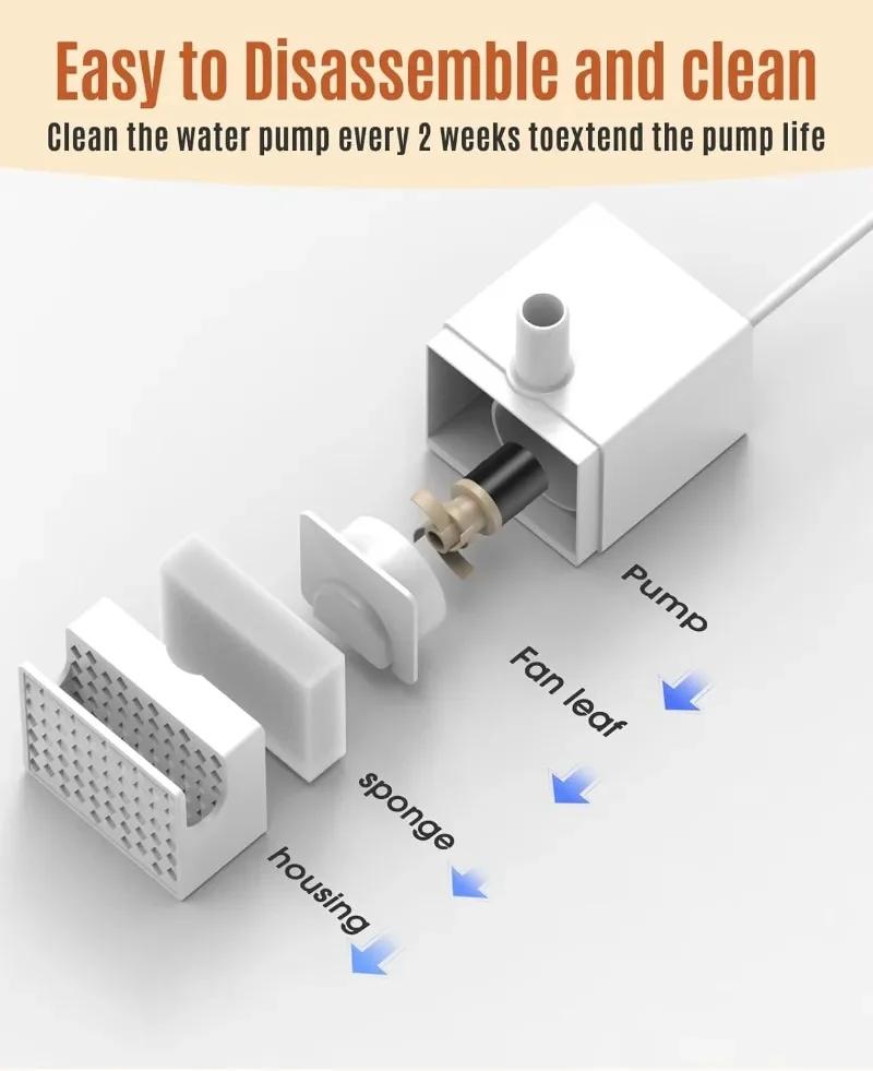 Replacement Pump with Light for Cat Water Fountain, Pet Dog Water Dispenser Ultra Quiet Water Pump with 4.9ft Power Cable