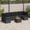 8-Piece Garden Sofa Set with Black Poly Rattan Acacia Cushions, 2-Seater Garden Sofa with Storage 3356343