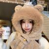 2 Piece Warm Lining Winter Hat Scarf Polyester Cycling Ear Protection Hat  For Women