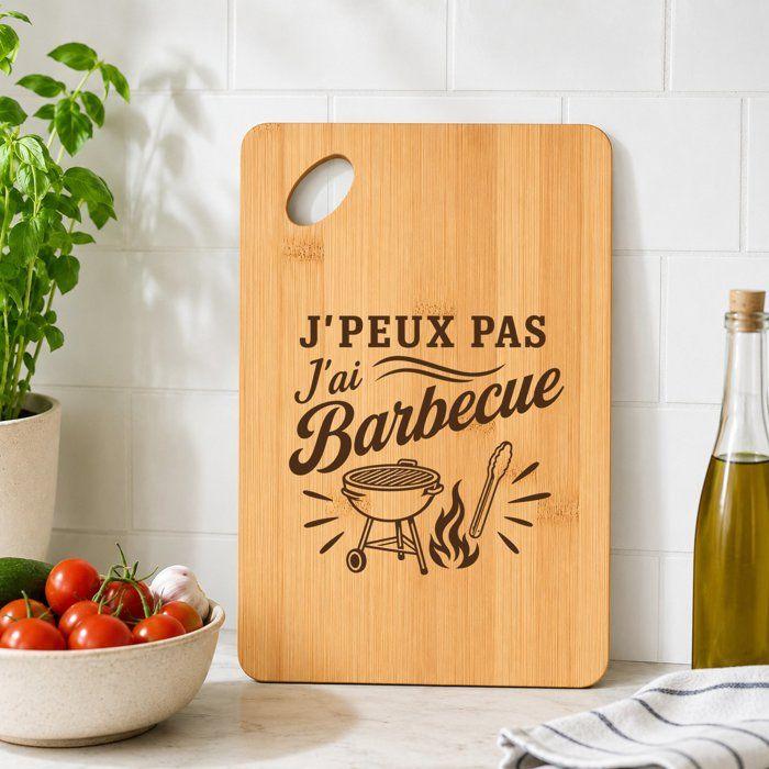 Planche à découper - PLANETEE - J'peux pas minimaliste - Bambou massif - Gravée au laser - 30×20 cm