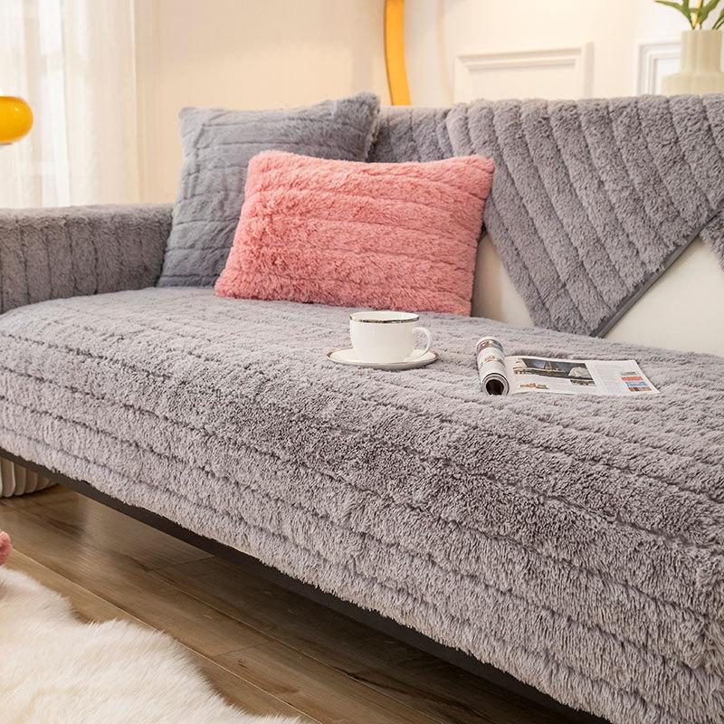 Зимняя плюшевая диванная подушка простая зимняя утолщенная подушка нескользящая скандинавская простая полностью покрытая тканью