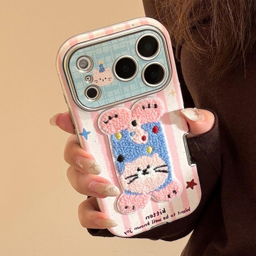 Подходит для Осени и Зимы Чехол для Мобильного Телефона Iphone17promax Apple 16 15 Плюшевые Мультяшные Животные 13 Кожаный Чехол для Мобильного Телефона