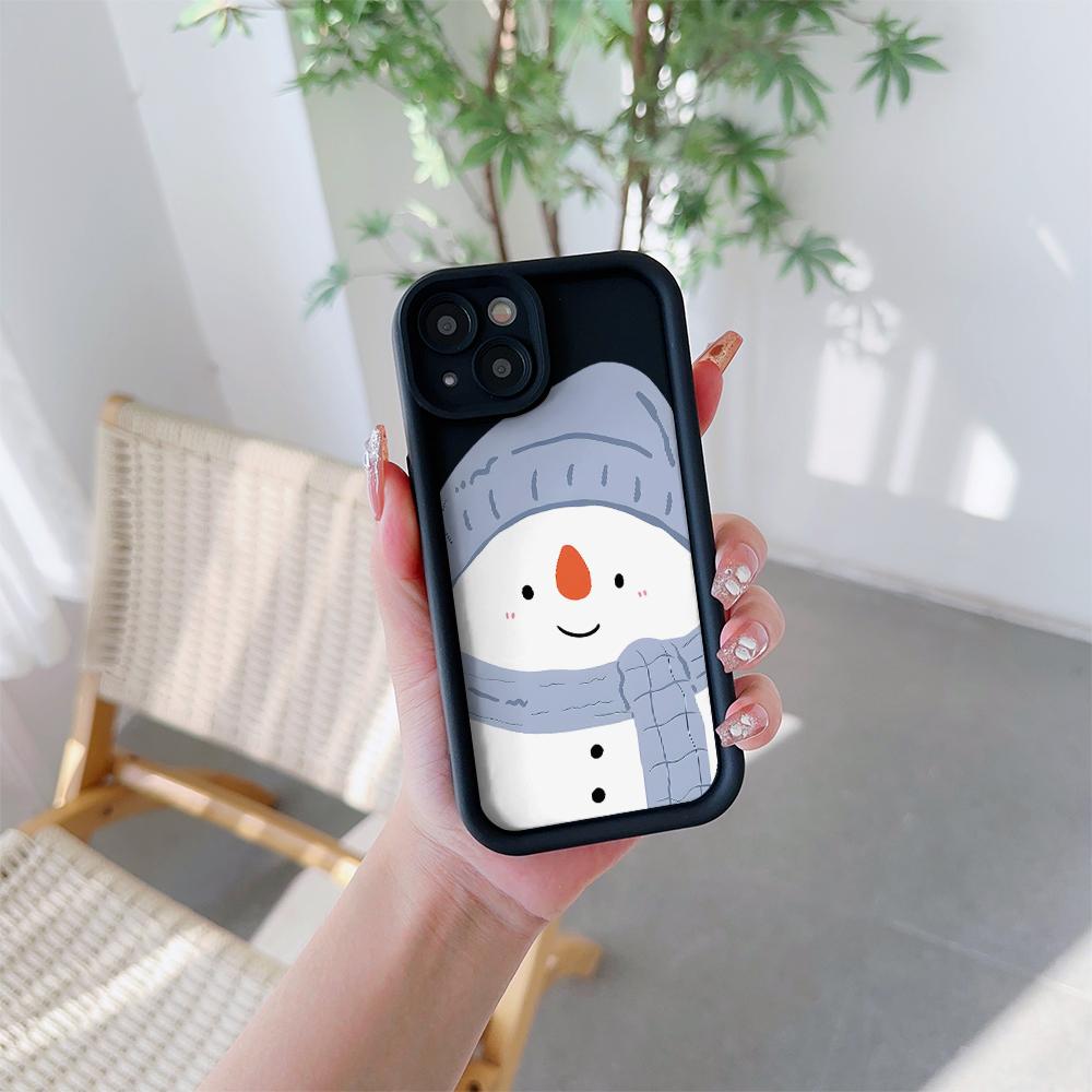 Милый Человек-Снеговик Мягкий ТПУ Чехол для Телефона для iPhone 17 Air 16 15 14 Pro Max Plus 13 12 Mini 8 7 X Xs Задняя Крышка