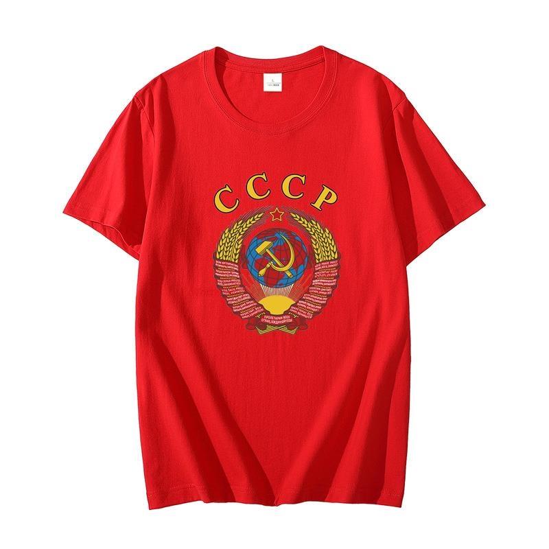 Русские Классические Графические Футболки с Гербом и Гимном СССР Хлопок Оверсайз Футболки Футболки с Коротким Рукавом Унисекс Одежда