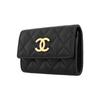 Chanel 23B Gold Buckle Quilted Caviar Leather Card Holder Women accessories Black AP3523-B13703-94305