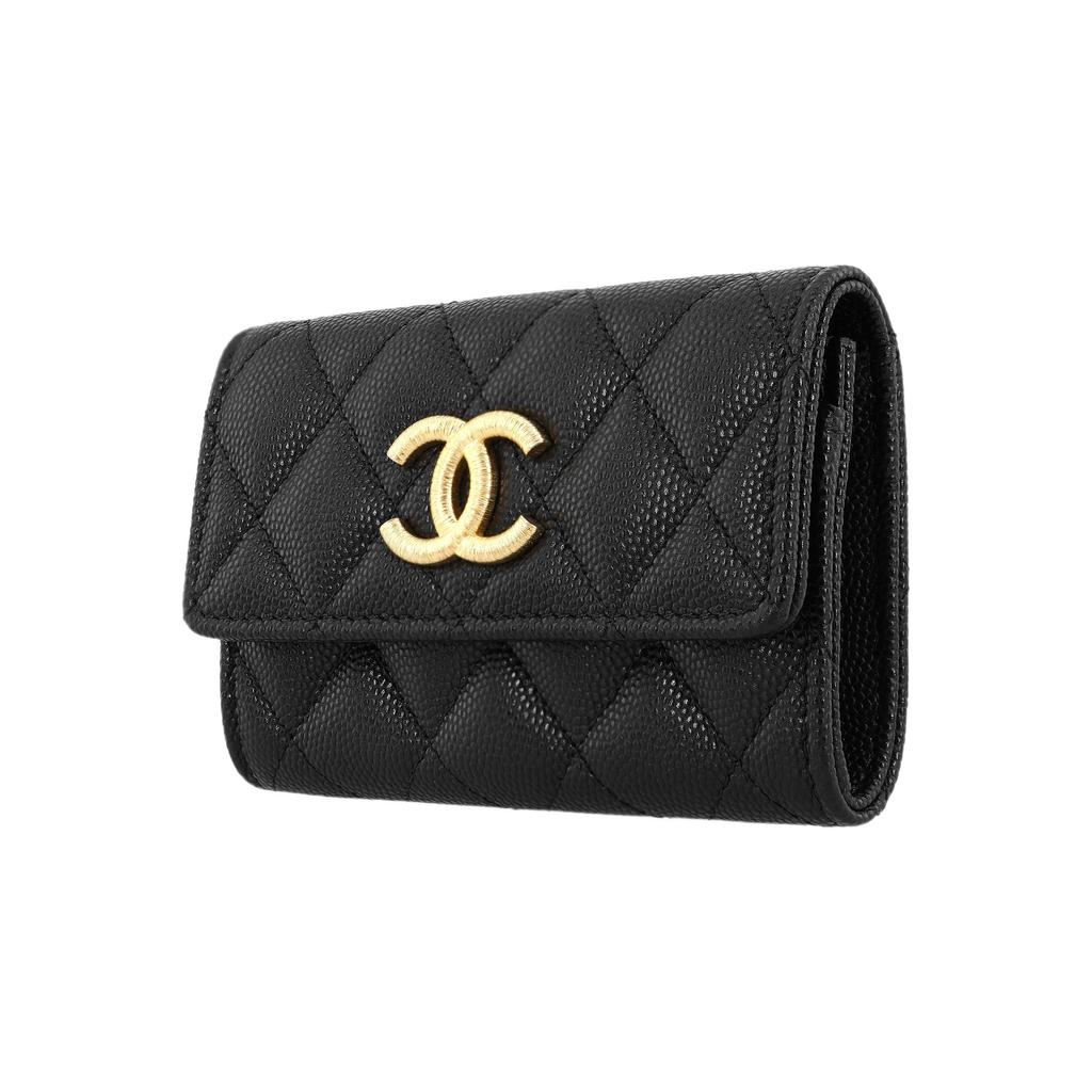 Chanel 23B Gold Buckle Quilted Caviar Leather Card Holder Women accessories Black AP3523-B13703-94305