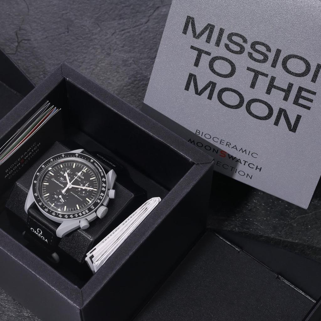 OMEGA SWATCH Moon Wrapping Genuine Omega Swatch Mission Watch Moon Collaboration Waterproof Mission To Moon Band × Men's Women's [Shopper/Silicon