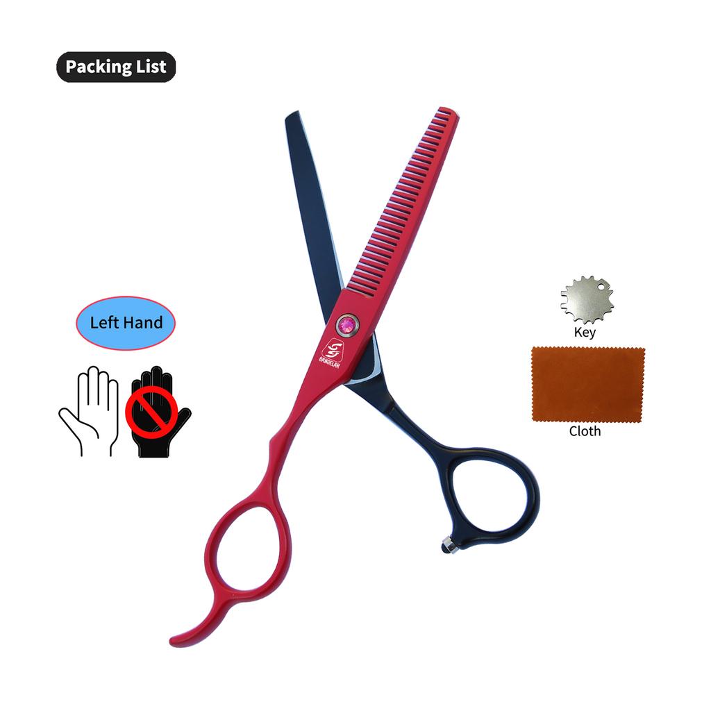 SANGELAR 6 Inch Left-handed Professional Hair Scissors, Magical for Girls' Hair Trimming,Dog Grooming Scissors Can Be Used As Pet Styling Tool