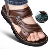 Fashion Men's Summer Genuine Leather Sandals Slippers Men Slippers Adult Thick-soled Beach Shoes Non-slip Leather Sandal Zapatos Hombre