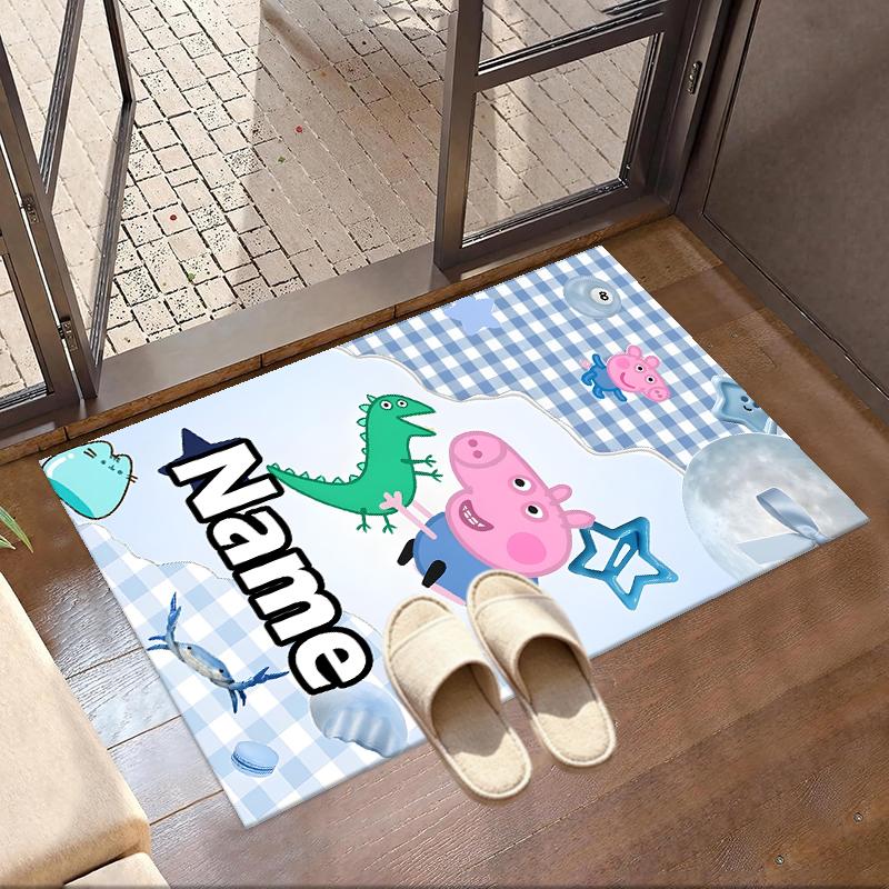 Custom Name Personalized Peppa Pig Print Carpet, Versatile Home Decor Rug, for Playroom, Apartment, Balcony, Entryway, Hallway Gift