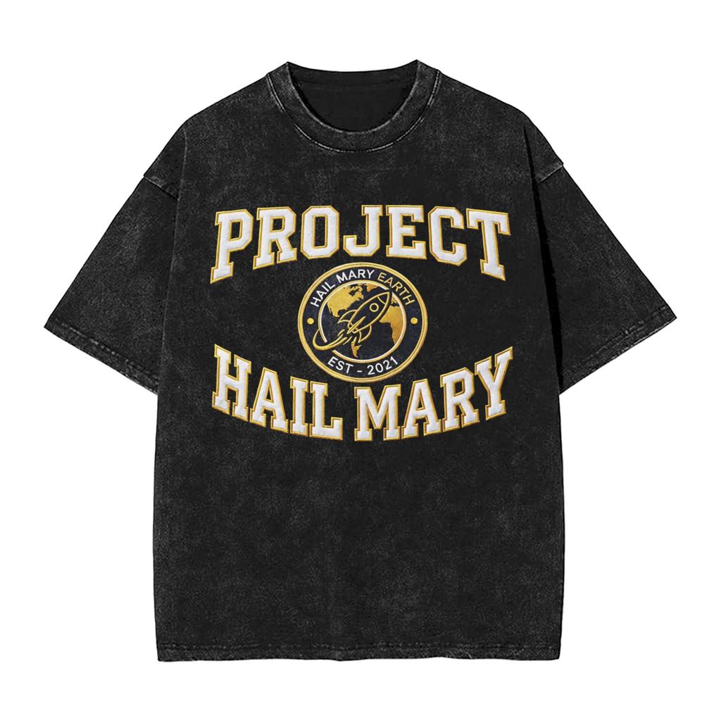 Vintage Project Hail Mary Dr Grace Rocky Jazz Hands Tshirt Men Round Collar Pure Cotton Washed T Shirts Short Sleeve Tee Shirt