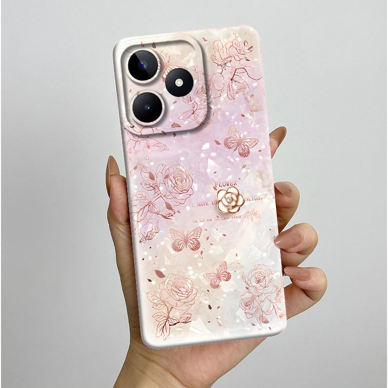 Чехол для Realme C51 C53 RMX3830 RMX3760 Красивый Цветок Полностью Задняя Крышка для RealmeC51 C53 C61 C63 C 51 S Мягкий Силикон Funda