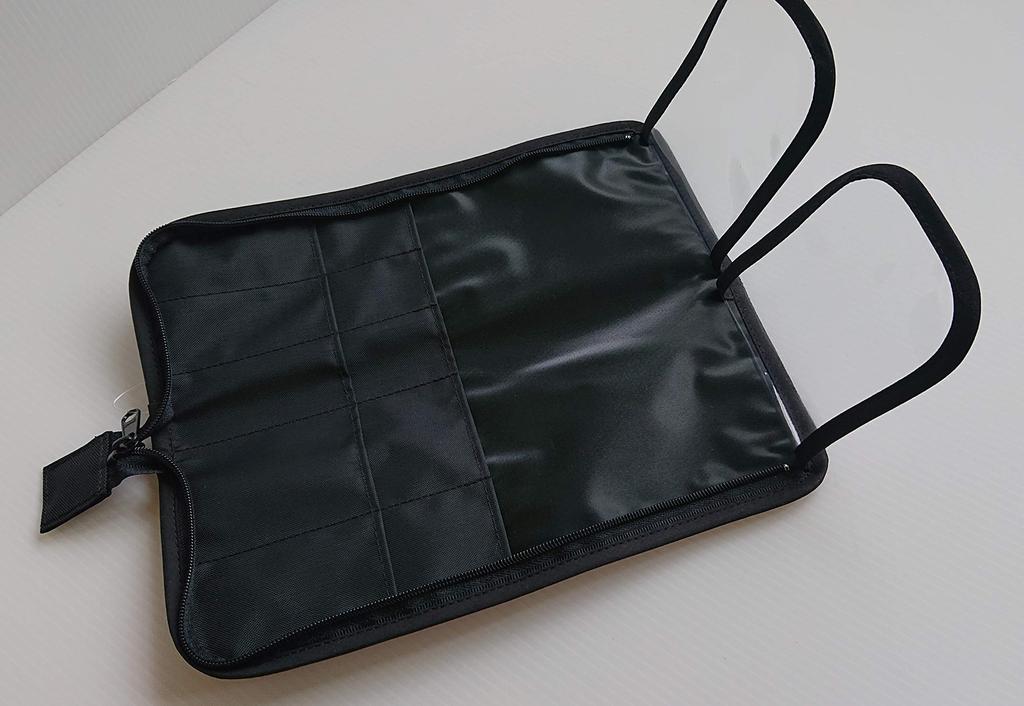 Сделанный в Японии чехол для кистей для макияжа с 10 черными карманами,