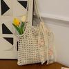 Летние плетеные сумки через плечо с полым узором, женская новая повседневная пляжная сумка, универсальный дизайн с кружевом, сумка-тоут через плечо для поездок на работу KTB