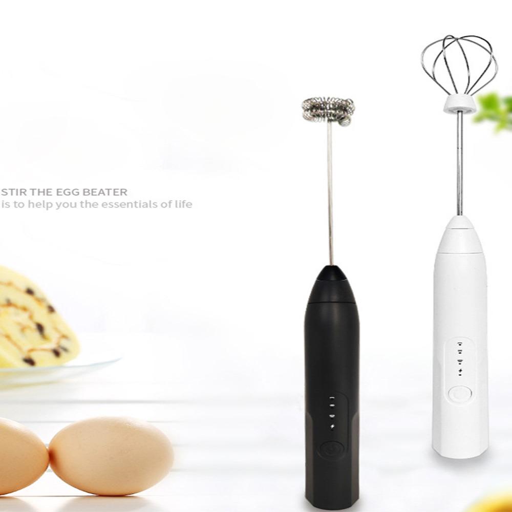 Black White Coffee Frother Plastic Stainless Steel Drink Mixer Milk Frother Coffee Latte Matcha