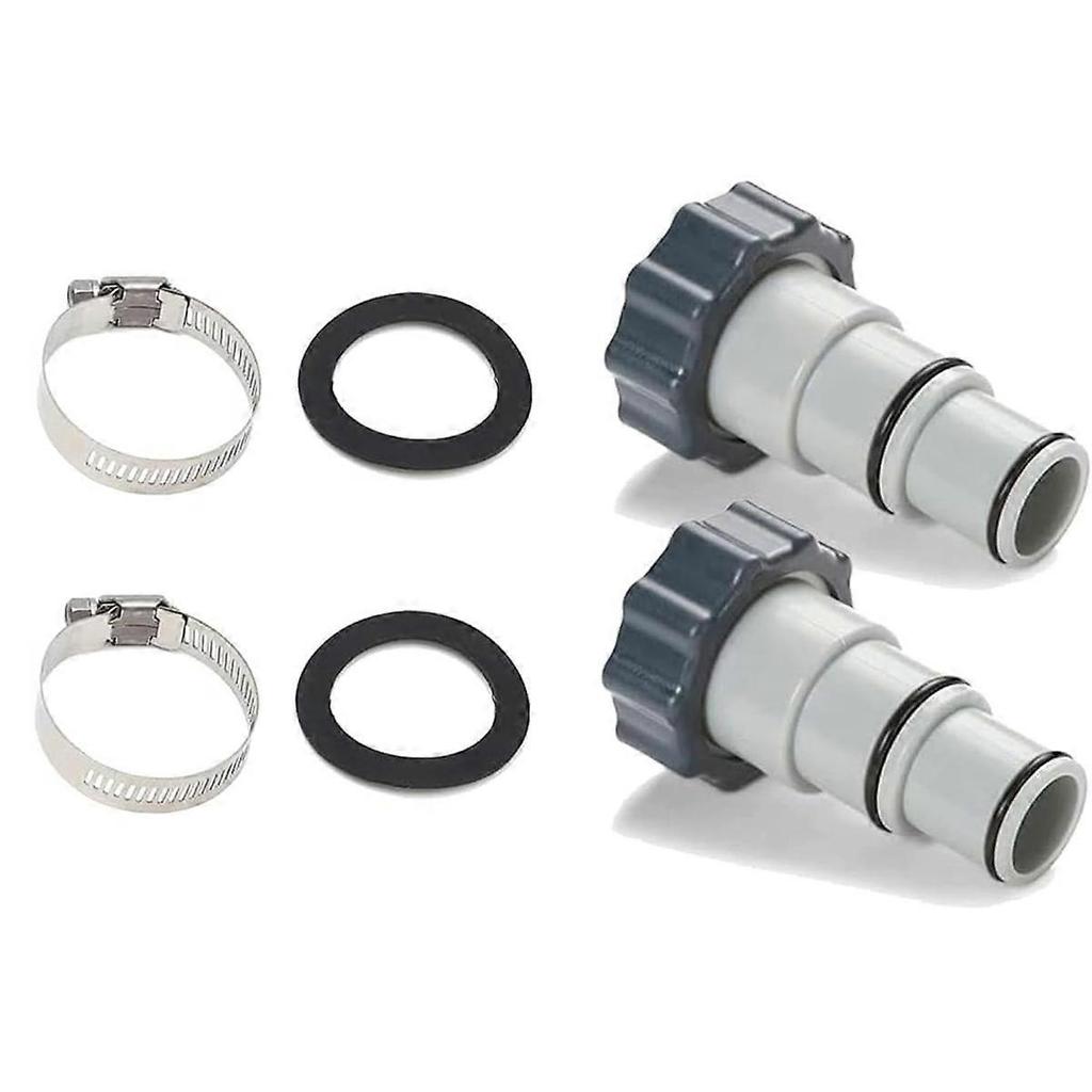 (2-Pack Replacement Threaded to Clamp Style Hose Adapter for Intex Pool Sets with 1.5 and 1.25-Inch Hose - Fits Filter Pumps, Chlorine Generators, Sal