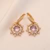 1 Pair Luxury Purple Flowers Dangle Earrings for Women Zirconia Earring Jewelry Wedding Party Accessories