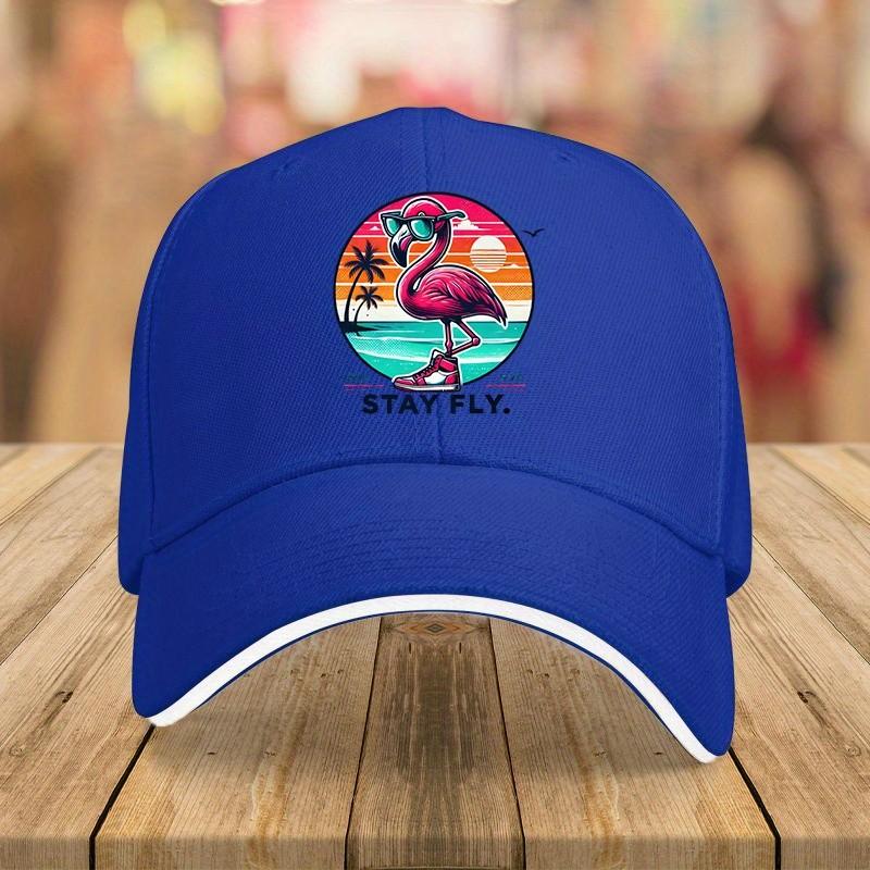 Flamingo Stay Fly Graphic Baseball Cap Vintage Style Cotton Casual Hat for Adults Outdoor