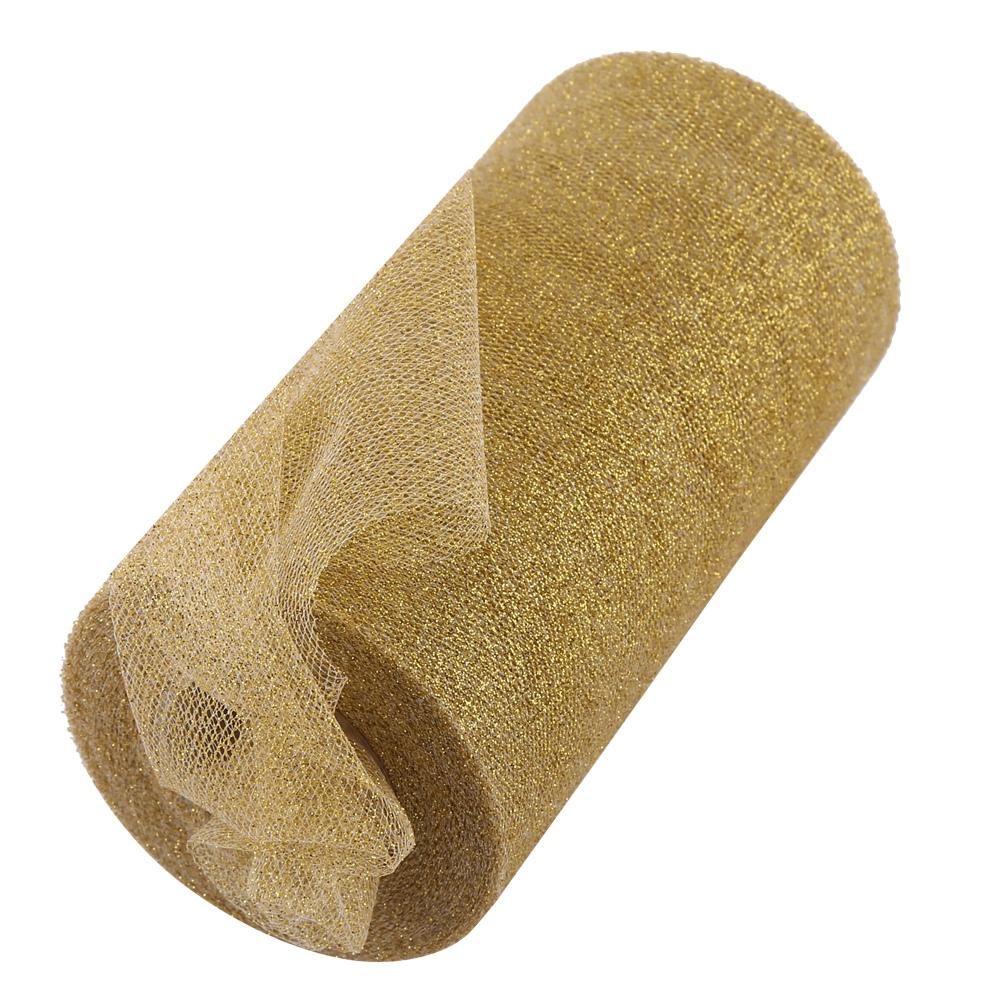 Блестящий тюль рулон ткани катушка праздничные принадлежности свадебное украшение (Золото)