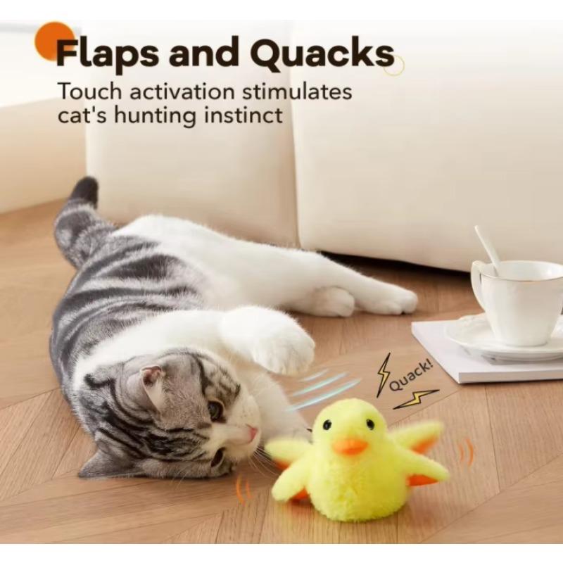 Rechargeable Flapping Duck Cat Toys USB Charge Electric Duck Touch Activated Kitten Toy Plush Interactive Moving Cat Toy
