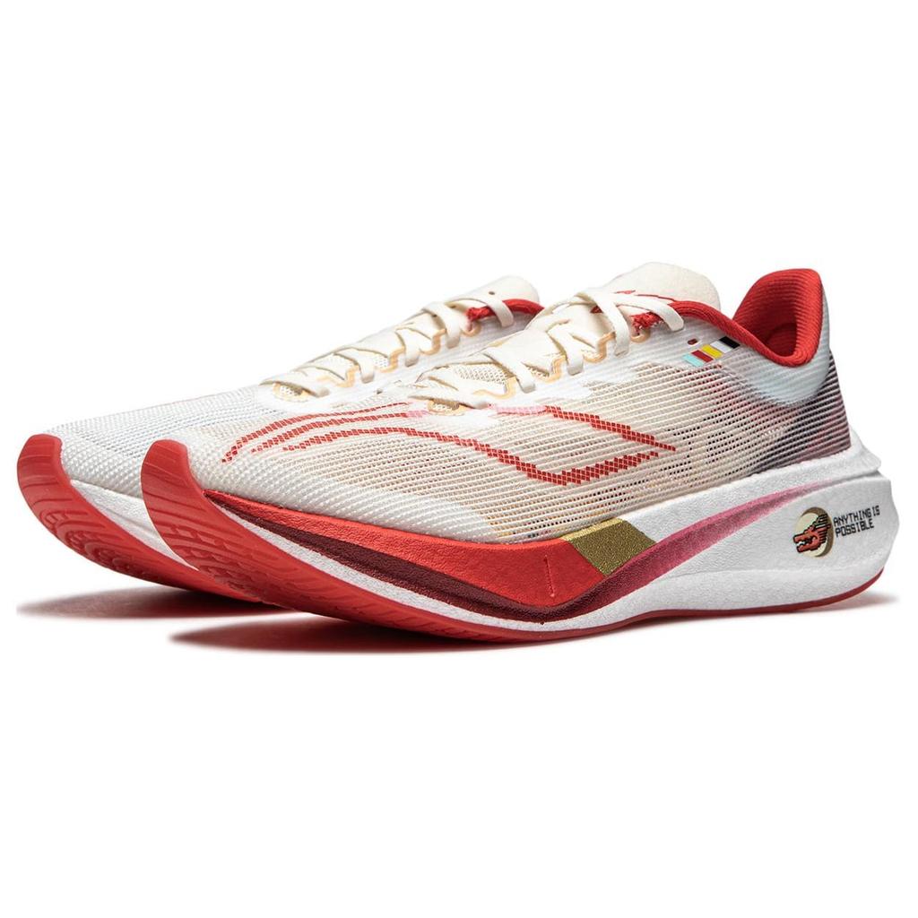 Li Ning Feidian 3 Challenger Ткань Амортизация Устойчивость к истиранию Дышащие Низкие Беговые кроссовки Женские Красный Белый ARMT038-25