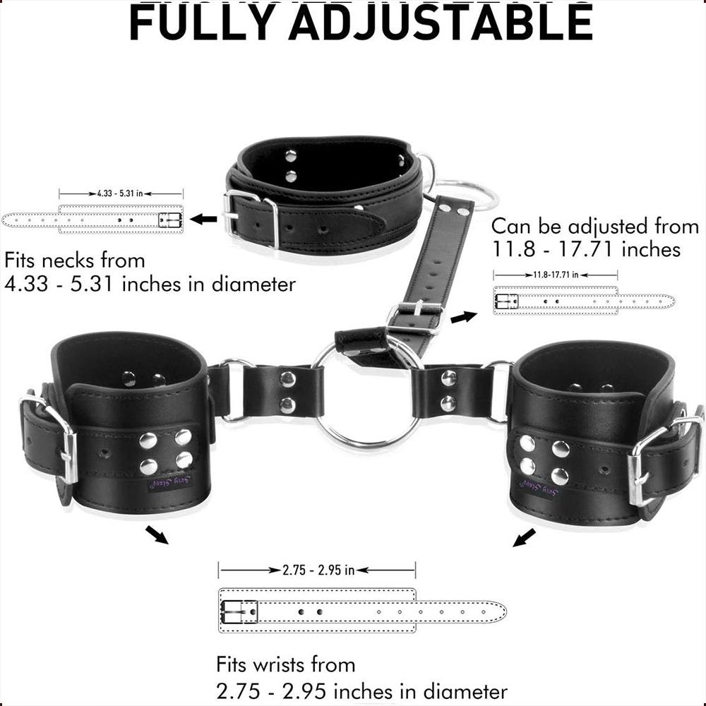Bondage Restraint Couples Sex Toy Set Neck To Wrist Adjustable Handcuffs Collar Sex Restraints Women Adult Sex Toys SM Kit