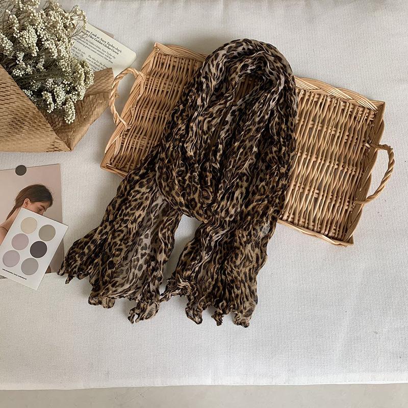 Винтажный хлопково-льняной шарф для женщин осенне-зимний с принтом тонкий плиссированный шарф шелковый шарф