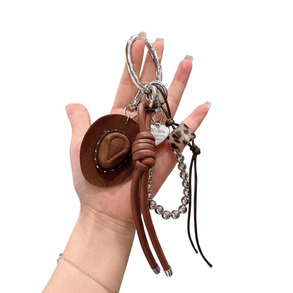 Leopard Print Cowboy Hat Keychain Western Style Cowgirl Hat Keychain Festival Party Gift