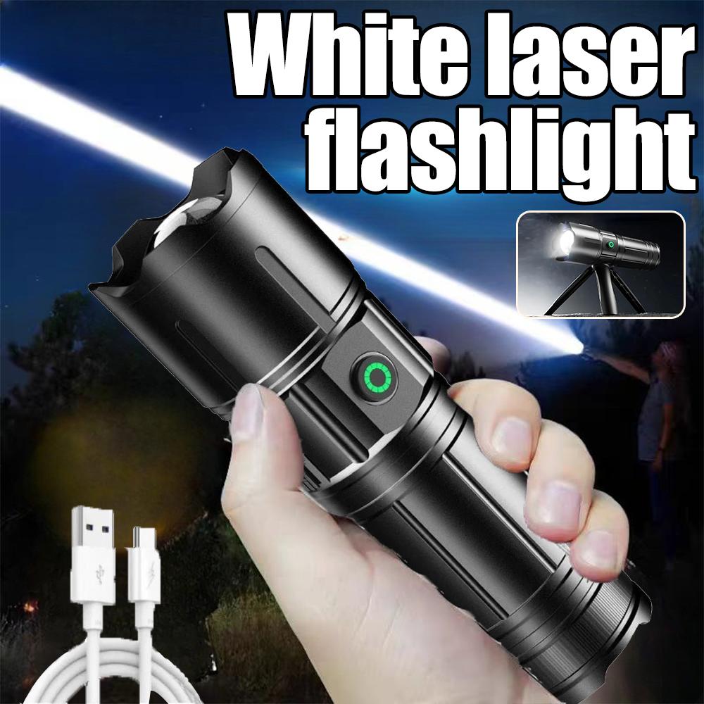 60 Вт Мощные светодиодные фонарики Белый лазер 200 м Type-C Перезаряжаемый фонарик Лампа дальнего действия Аварийное освещение