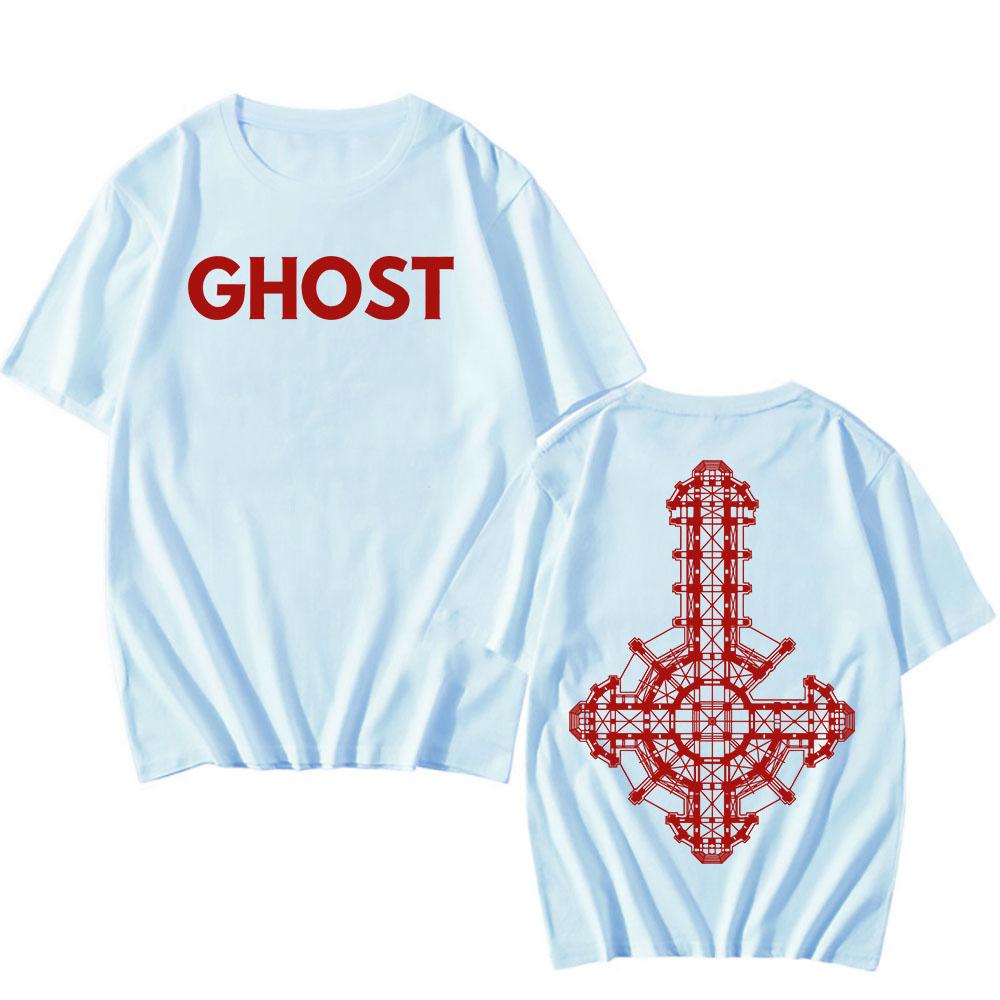 Ghost It's A Sin Футболка с принтом Однотонная Короткий рукав Круглый вырез Мужские футболки Унисекс Уличная одежда Тяжелый Ментальный Хип-хоп Футболки Рубашка