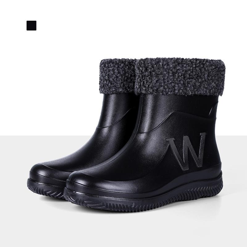 Mid-tube Fashionable Rain Boots Large Size For Men Women Kitchen Work Fishing Rain Boots Car Wash Water Shoes Rubber Overshoes