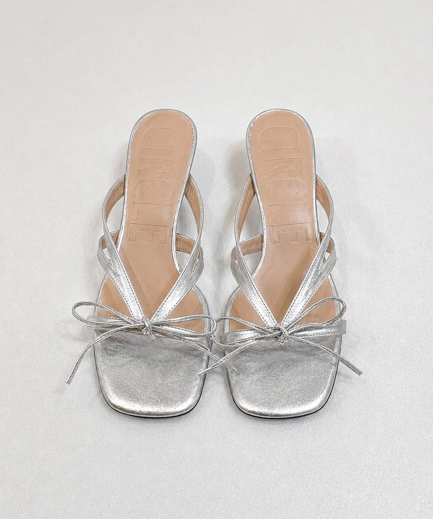 Circle Cross Ribbon Mule Sandals (Silver)