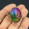 Rainbow Solar Quartz Gemstone Copper Wire Wrapped Handmade Jewelry Ring Gift For Woman
