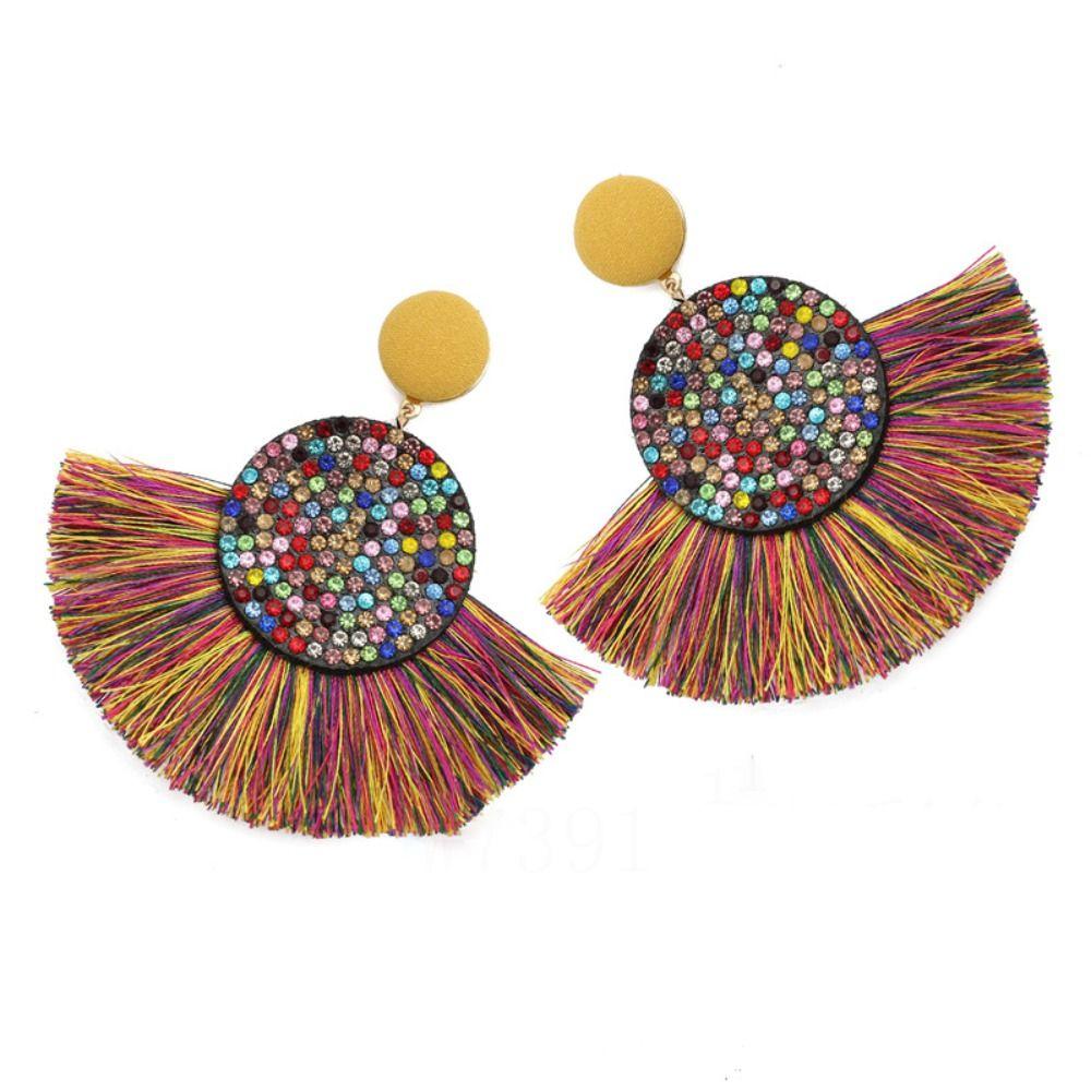 Circular Tassel Earrings Charm Geometric Fringe Earrings Fashion Big Earrings  Valentine's Day