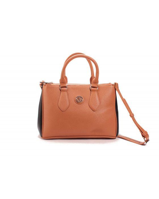 Sac cabas - CHRISTIAN LACROIX - Eternity - Cognac & noir - Toile enduite - 33x23x17cm
