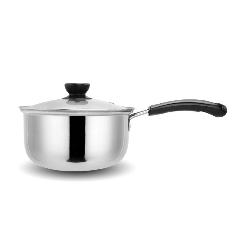 18cm Stainless Steel Non-Stick Saucepan: Single-Handle, For Baby Food, Soup, Milk & Instant Noodles, Induction Compatible.