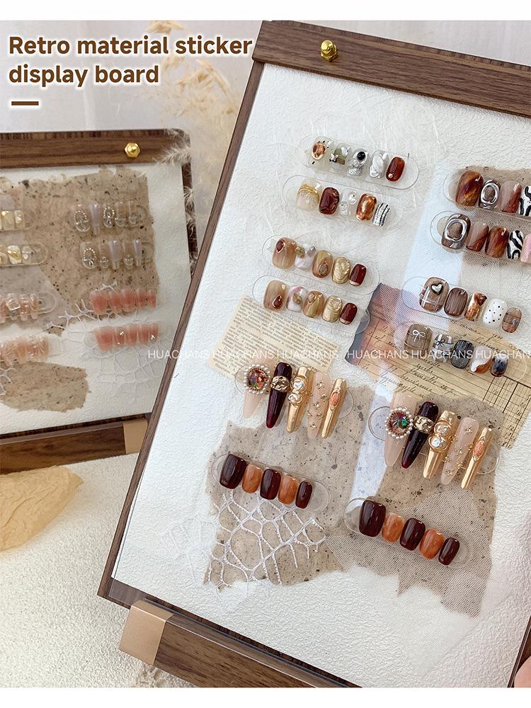 Ретро-доска для демонстрации нейл-арта в стиле ручного счета: Подставка-витрина для носимых накладных ногтей и гелевых цветов