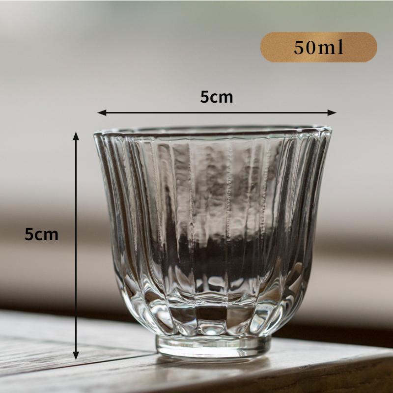 Japanese Heat-resistant Glass Petal Cup Smelling Cup Transparent Vertical Teacup Single Master Cup Small Sake Wine Cup