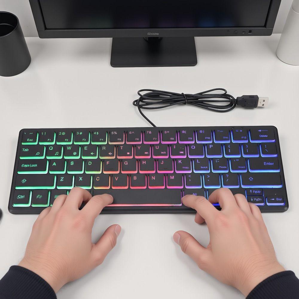 64-клавишная проводная игровая клавиатура 3 подсветки RGB-подсветка RGB-клавиатура Plug and Play Клавиатура с подсветкой Настольный компьютер Ноутбук