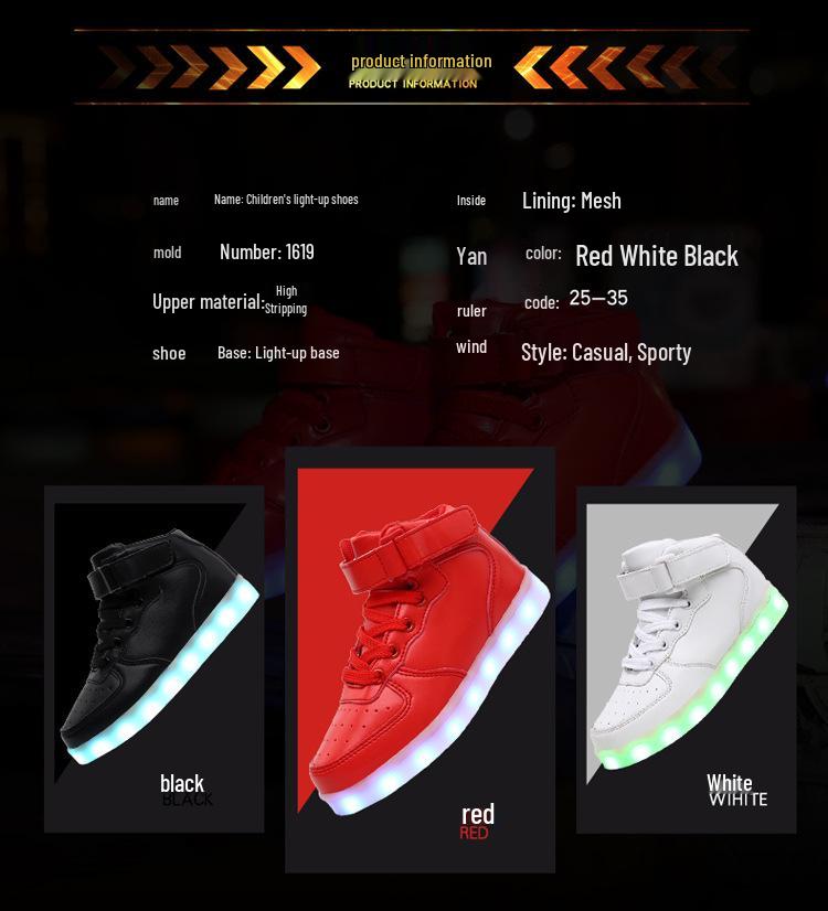 LED Light-Up High-Top Shoes, Casual Sports Sneakers for Boys and Girls