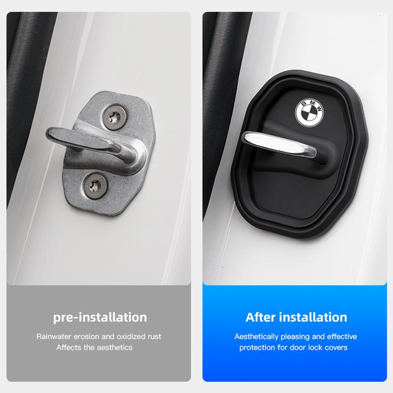2026 Hot 4Pcs Silicone Car Door Lock Protective Cover Sticker For BMW i4 f11 E90 F20 E46 E60 E70 E39 E36 G30 G20 G05 G11 Car Accessories sbfu3
